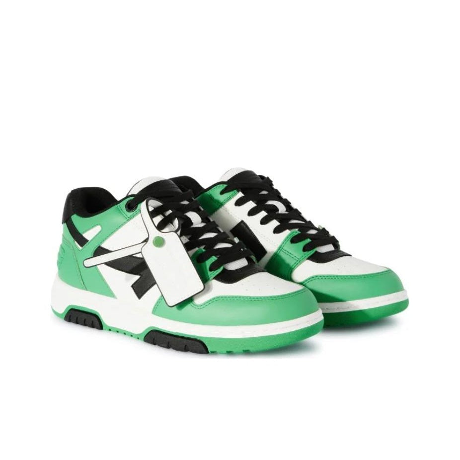 OFF WHITE Out Of Office Leather Sneakers 'Neon Green Black White'