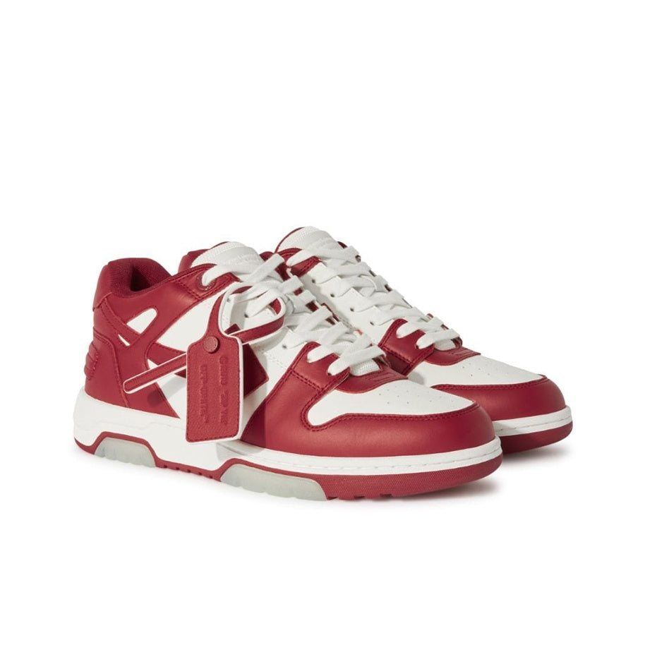 OFF-WHITE Out Of Office OOO Low Tops Burgundy White