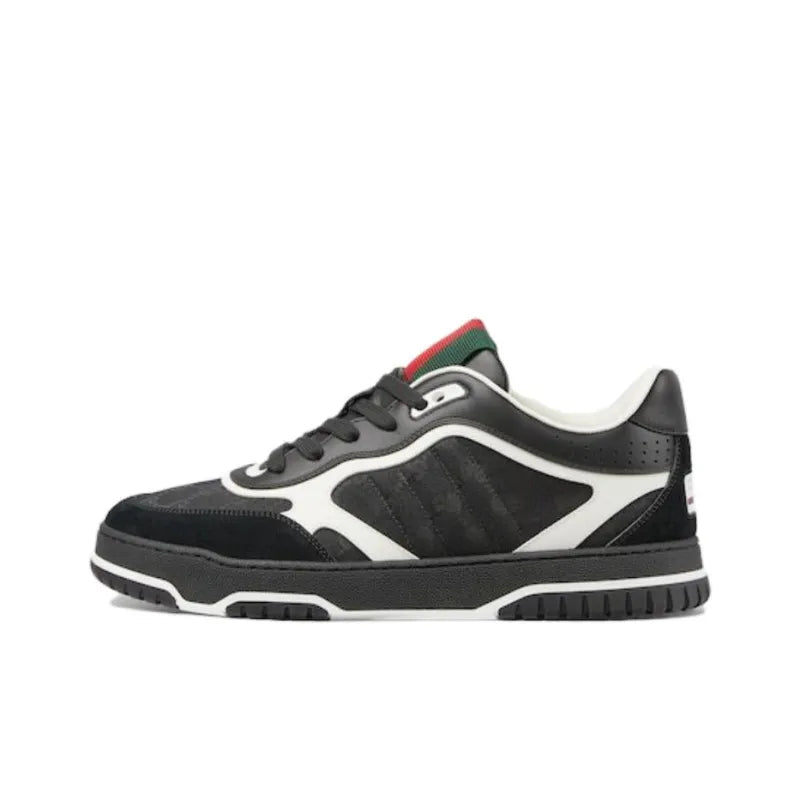 GUCCI RE WEB LOW TOP SKATEBOARD SHOES MEN'S BLACK
