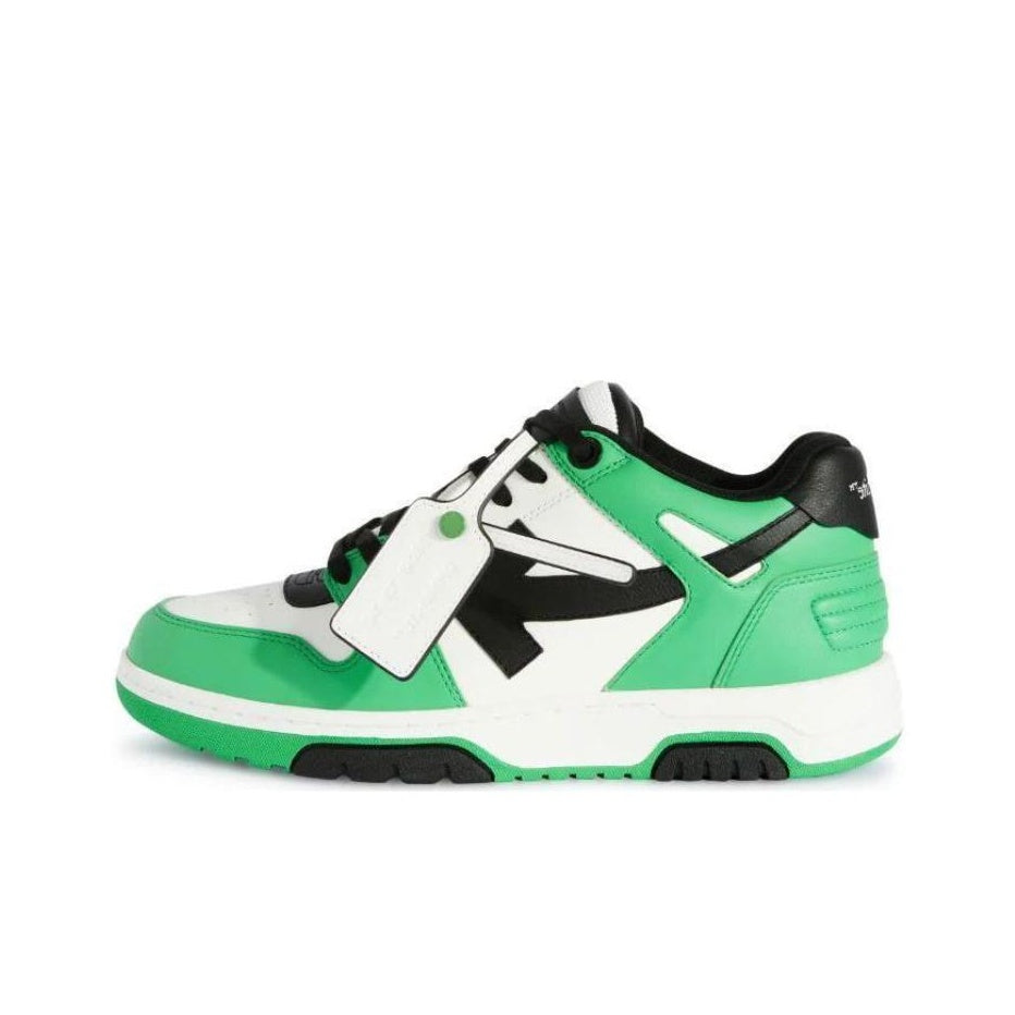 OFF WHITE Out Of Office Leather Sneakers 'Neon Green Black White'